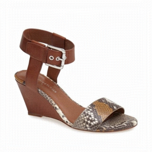 DONALD J pliner paras snakeskin print leather wedge ankle strap sandals